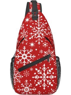 Unisex Red White Christmas Halloween Thanksgiving For Travel Sling Backpack
